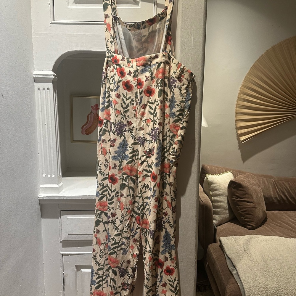 Cider Red and White Floral Jumpsuit